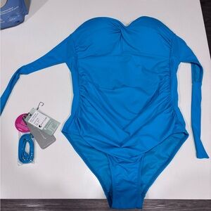 Bright Blue One-Piece Strapless Swimsuit